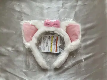 마리 고양이 귀 머리띠 화이트 핑크
