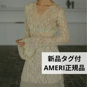 미개봉 새상품 ameri COMBINATION LACE TOP 아이보리