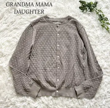 새상품급 LOOK 게재 그랑마마도터 스퀘어 패턴 C/N 가디건