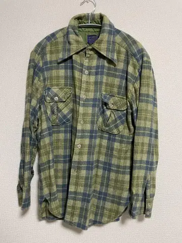 Pendleton 울 플란넬 셔츠 그린 블루 체크