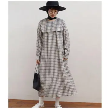 fig London 모닝 린넨 세일러 롱 원피스