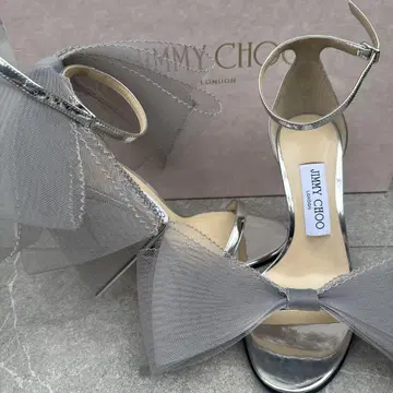 JIMMY CHOO 실버 리본 샌들
