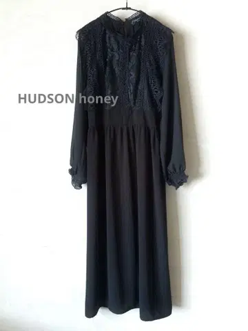 HUDSON honey 레이스 장식 블랙 롱 원피스 블랙 L 포멀 결혼식