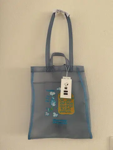 택 포함 새상품 스누피 뮤지엄 메쉬 백 블루