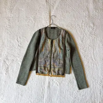 [새상품급] ETRO 에트로 실크 프린트 절개 디자인 니트 가디건
