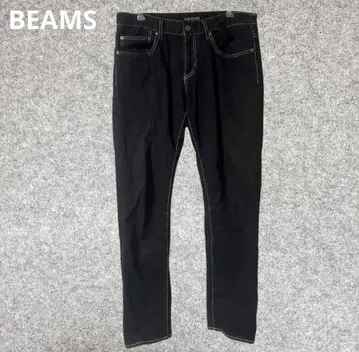 BEAMS 블랙 데님 슬림핏 팬츠