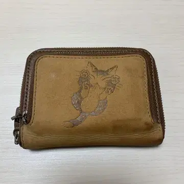 와치필드 고양이 다얀 가죽 지갑 이단 접이
