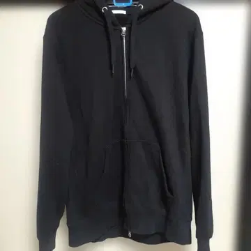 GU 블랙 후드 부착 더블 지퍼 자켓