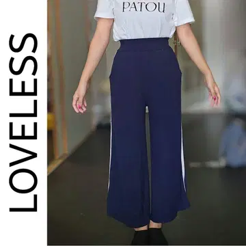 LOVELESS 러브리스 네이비 사이드 스트라이프 와이드 팬츠