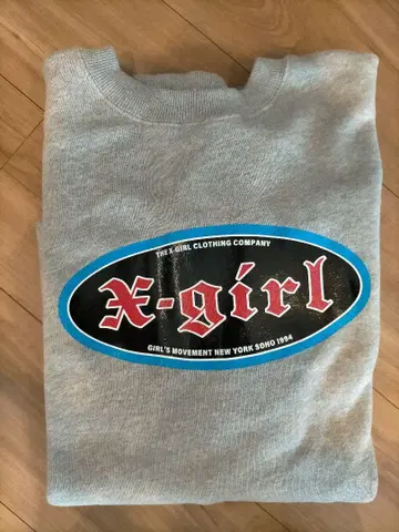 x-girl 로고 프린트 스웨트 셔츠 그레이