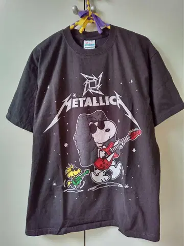 METALLICA x snoopy 빈티지풍 프린트 T셔츠
