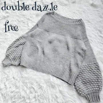 [ 빈티지 ] 울 혼방 벌룬 슬리브 짜임 절개 니트 스웨터 free