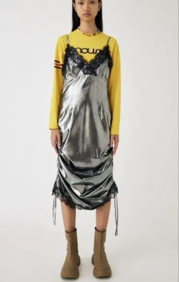moussy 레이스 새틴 슬립 드레스
