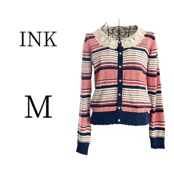 새상품급 INK 잉크 레드 x 화이트 x 네이비 긴팔 셔츠/블라우스 M