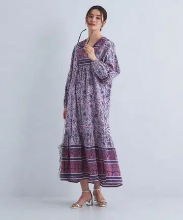 그린 라벨 릴랙싱 패널 프린트 티어드 원피스