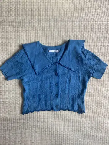 MOUSSY 블루 숏 니트 반팔