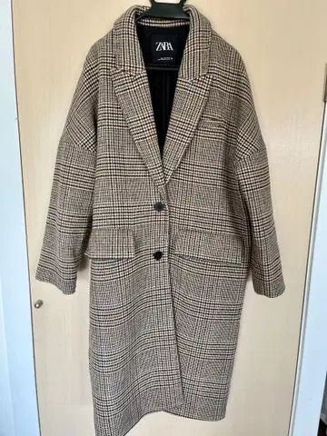 ZARA 체크 무늬 롱 코트
