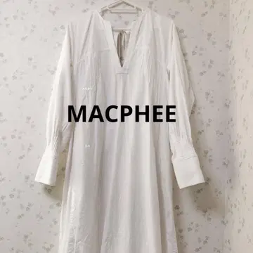 코튼 피스 다이 V넥 원피스 맥피 36 9호 화이트
