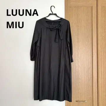 LUUNA MIU 루우나미우 리본 카라 부착 롱 원피스 포멀 블랙