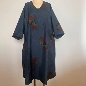 기모노 리메이크 오시마 명주 A라인 넉넉하면서도 깔끔한 V넥 원피스