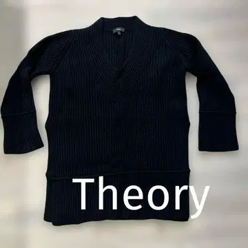 Theory 리브 V넥 사이드 슬릿 캐시미어 10% 스웨터
