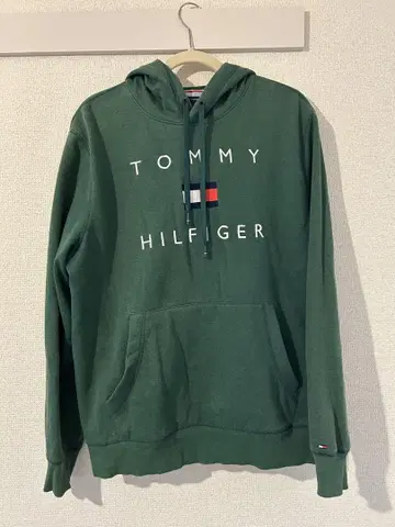 TOMMY HILFIGER 그린 후드 부착 후드티
