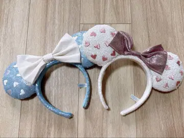 디즈니 머리띠 하트 스팽글 핑크 화이트 스카이블루