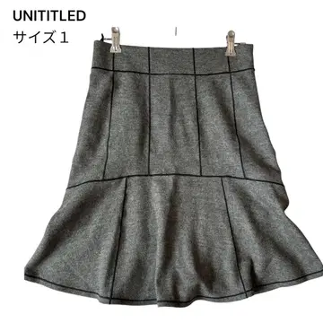 UNITITLED 그레이 체크 무늬 플레어 스커트 사이즈1