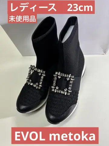 EVOL metoka 여성용 숏부츠 비쥬 장식 미사용품
