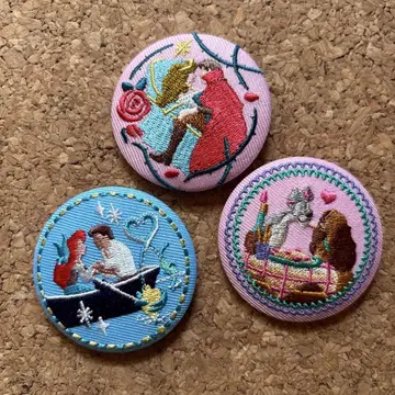 디즈니 자수 캔뱃지 3종 세트
