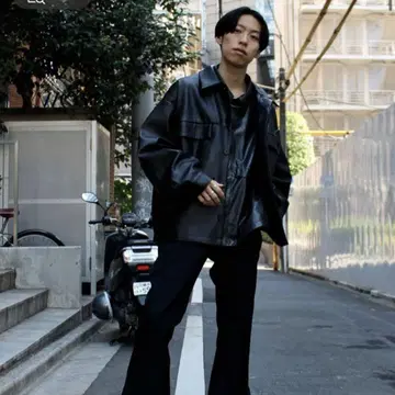 [ HARE ] 남성용 페이스 가죽 자켓 포켓 부착
