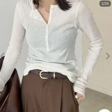 저널 스탠다드 시어 골지 헨리넥 풀오버