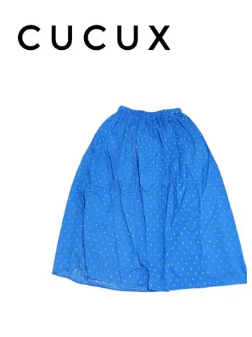 [ 새상품급 ] cucux 쿠쿠스 파랑 도트 무늬 스커트 코튼 롱 기장