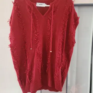 AZUL by MOUSSY 프린지 니트 베스트 레드 F