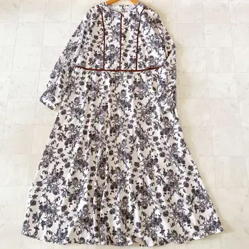 미사용품 뮬루즈 염직 미술관 빈티지 패턴 프린트 원피스