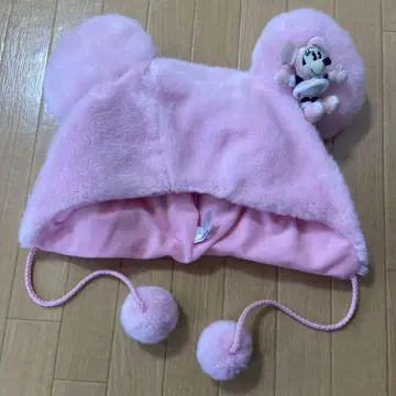 미키 귀 달린 핑크 플리스 모자