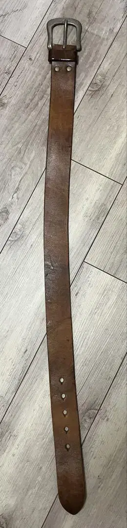브라운 가죽 벨트 5홀 메탈 버클