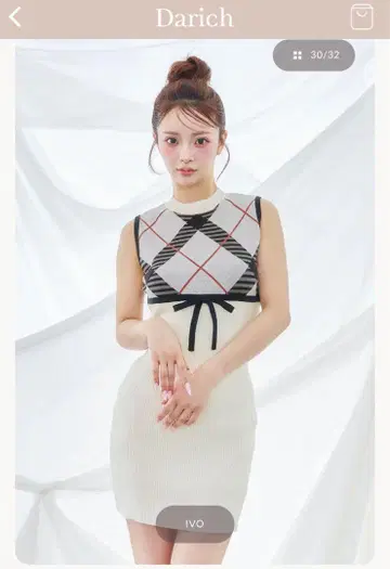 다리치/Darich/체크 자카드 니트 미니 원피스