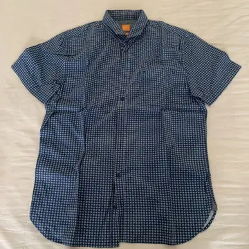 HUGO BOSS 네이비 도트 무늬 반팔 셔츠 XL