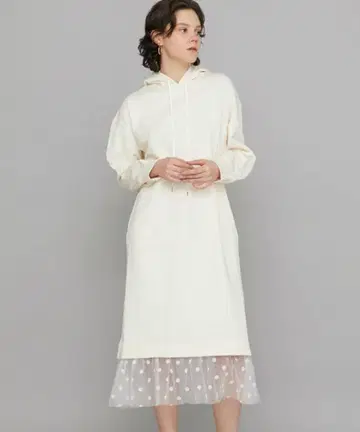 MUVEIL(뮤베일) 도트 튤 후디 원피스