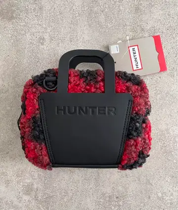 [ 미사용품 ] HUNTER 헌터 보아 숄더백 빨간색 블랙 체크