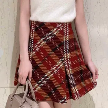 SNIDEL 로빙 체크 스커트 레드