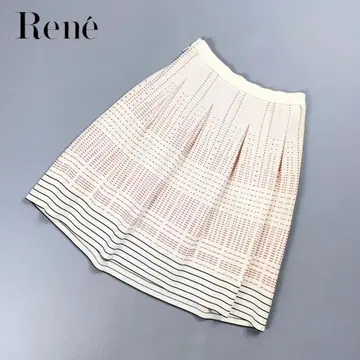 Rene 총 패턴 니트 턱 플레어 스커트 화이트 사이즈 36*HD391