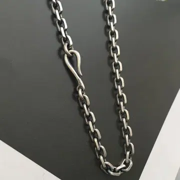 새상품 s925 실버 소재 세로줄 목걸이 폭 3.3mm 길이 50cm