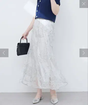 natural couture 튤 자수 절개 스커트