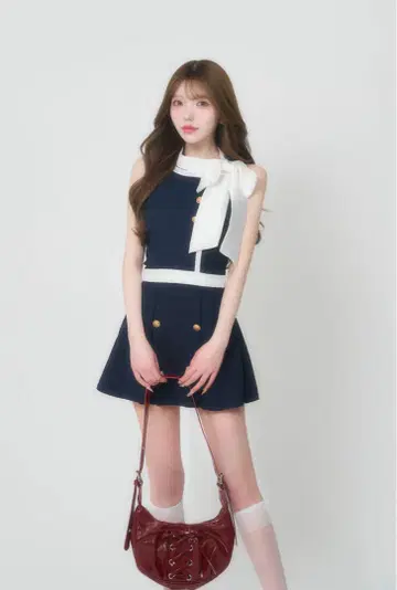 BELEAR MIMI 아메스리 트위드 미니 원피스 네이비 FREE