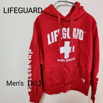 z36 [ LIFEGUARD ] 프린트 후드티 ( 남성용 XL ) 레드