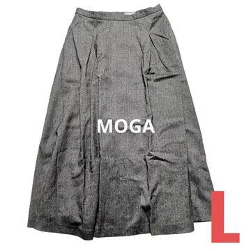 모가 턱 롱 스커트 헤링본 울 100% 고급