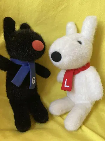 Hachette Livre 리사&가스파르 봉제 인형 화이트 블랙 개
