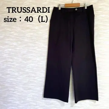 ( A1007 ) TRUSSARDI 와이드 팬츠 플레어 심플 오피스 블랙